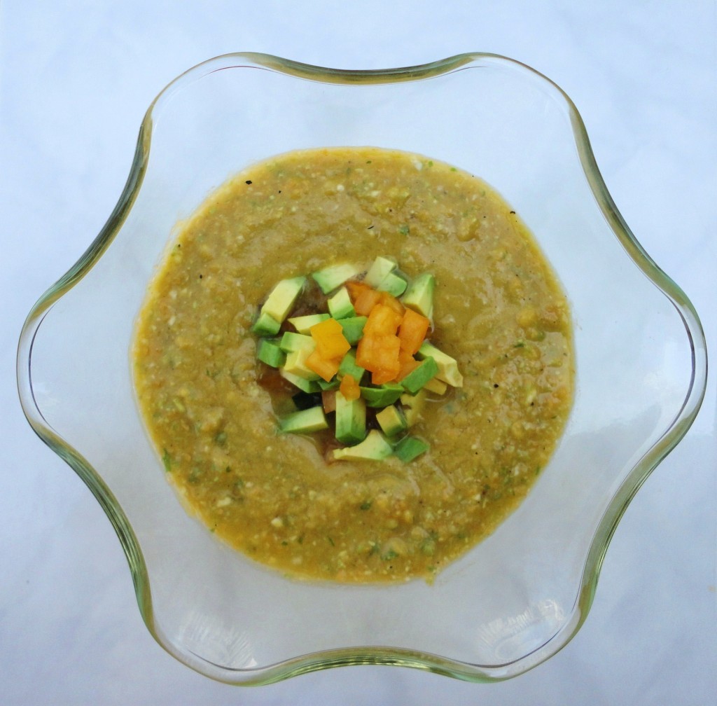 Avocado and Yellow Heirloom Tomato Gazpacho