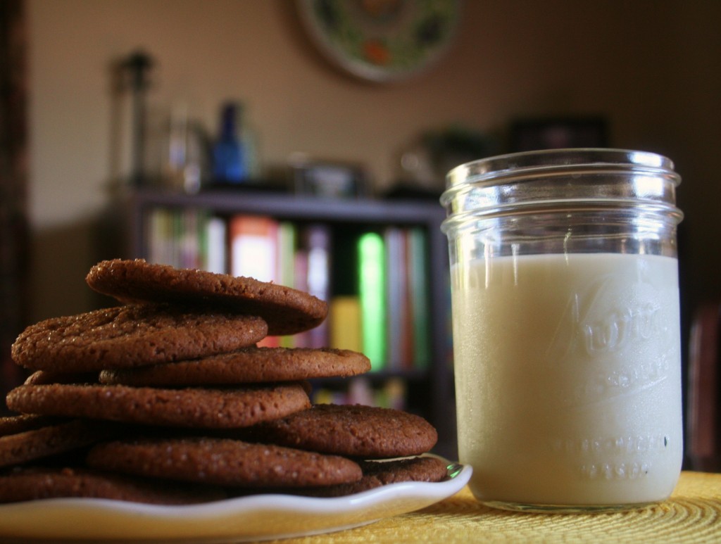 Chewy Gingersnap Cookies and a Glass of MIlk