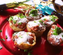 Platano cups with chorizo beans