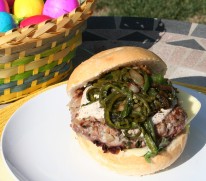 Lamb Burger with Rajas Poblanas. Happy Easter from LatinoFoodie.