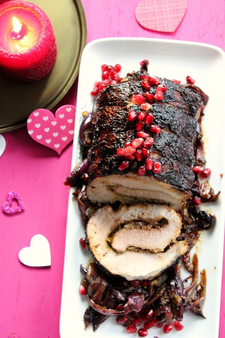 Valentine's Dinner: Ancho-Pomegranate Roasted Pork Loin - Latino Foodie