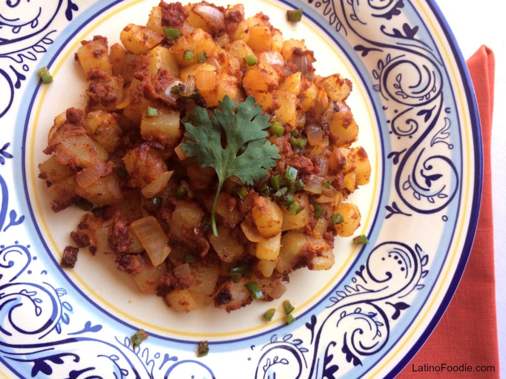 Papas con Chorizo by LatinoFoodie.com